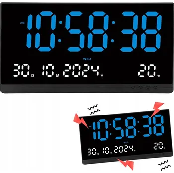 Hodiny Digitální nástěnné hodiny s teploměrem 47,5x25,5 cm, vícebarevné