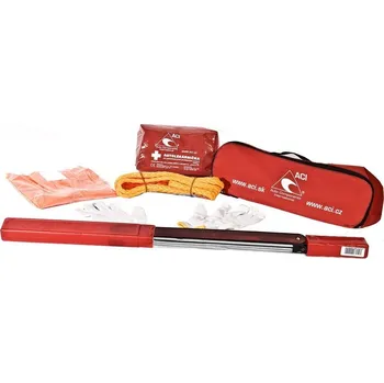 Lékárnička ACI Povinná výbava CZ - lékárnička, trojúhelník, lano (1,9 t), vesta, rukavice, červená brašna