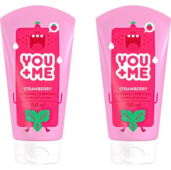 Lubrikační gel YOU ME Strawberry se šťavnatým jahodovým aroma, 2× 150 ml