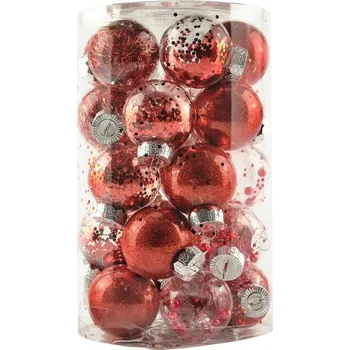 Vánoční dekorace DECOLED Vánoční ozdoby - koule plastové, červené, průměr 6 cm, 25 ks