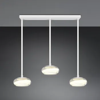 Trio Lighting Závěsné světlo Tarsia, matná bílá, délka 91 cm, sklo, 3 svítidla. - Baldachin – délka 75 cm, výška 3,5 cm 3 x 12 W LED - Doprava zdarma