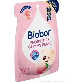 Bonbon Biobor Probiotics Gummy Bears broskvová příchuť – želé medvídci s probiotiky 45 g