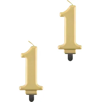 Godan Narozeninová svíčka na dort - 1 - metalická zlatá - 8 cm - 2 ks