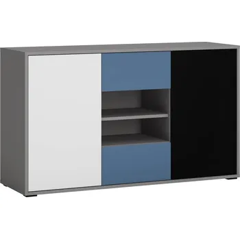 Komoda Komoda Laser - Meble Wojcik Šedá Platinová / Alpská Bílá / Černá Perla / Matná Modrá 125.7x74.2 cm