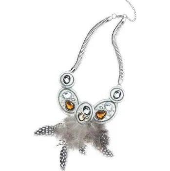 Náramek Intrigue Náhrdelník s broušenými krystaly a pírky 55797