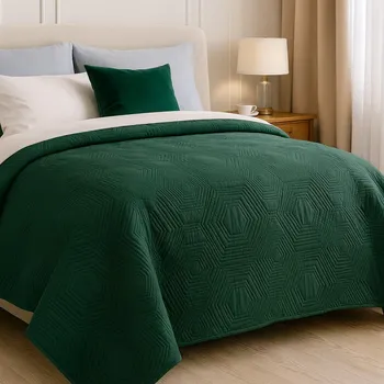 Přehoz na lůžko PŘEHOZ NA POSTEL TARA 240X220 CM ZELENÁ