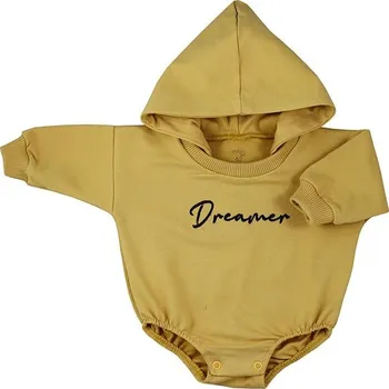 Kojenecké teplákové body baggy s kapucí Koala Dreamer hořčicová 74 (6-9m)