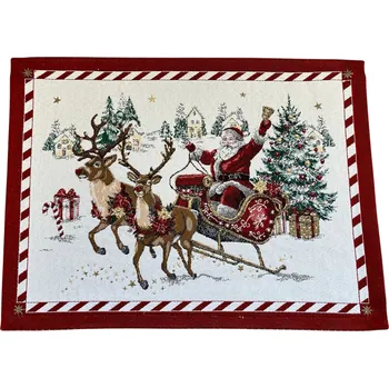 prostírání Home of Christmas Vánoční žakárové prostírání 35 × 45 cm, Santa na saních
