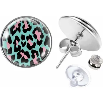 Šperk Peckové náušky Náušnice z chirurgické oceli 14 mm, Leopard Mint