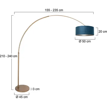 Lampička Steinhauer Stojací lampa Sparkled Light bronzová/modrá, 240 cm, velur - Délka kabelu 320 cm; podstavec – Ø 45 cm, výška 3 cm; stínidlo na lampu – Ø 50 cm, výška 20 cm bronzová, modrá 1 x 40 W - Doprava zdarma