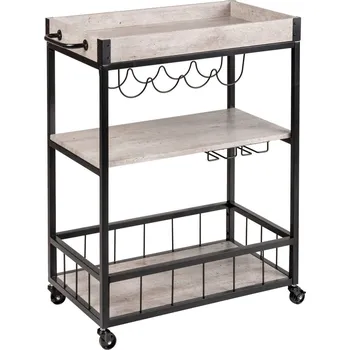 Servírovací stolek Wenko Kuchyňský vozík RUSTICO, třístupňový stojan na kolečkách, 80 × 89,5 × 40 cm, černý
