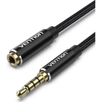 Datový kabel Vention Cotton Braided TRRS 3.5mm Male to 3.5mm Female Audio Extension 1m Black Aluminum Alloy Type