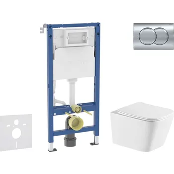 WC sada Geberit Duofix - Set předstěnové instalace, klozetu Arkas I a sedátka softclose, tlačítko Delta01, lesklý chrom SANI11CA1172