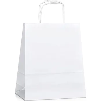 Nákupní taška Papírová taška bílá Twister 19x8x21 TWBI04