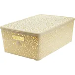 Mega Plast, Košík MONAKO XL s víkem, 14,5 × 40,3 × 27 cm, krémový