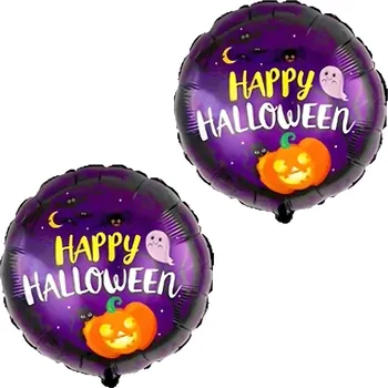Balónek FLEXMETAL Balon foliový, Happy halloween, kulatý růměr 45 cm, 2ks