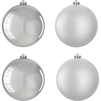 Laalu Ozdoby kulaté stříbrné 10 cm 4 ks