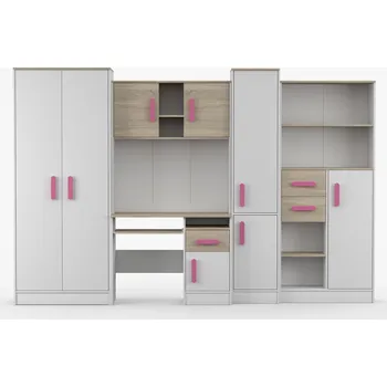 Dětský pokoj Dětský pokoj MACIUS, Bílá Mat/Dub Sonoma/Růžová