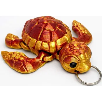3D hýbací želva na klíče | Svíčkománie3D | Barva: Červeno-zlatá lesklá