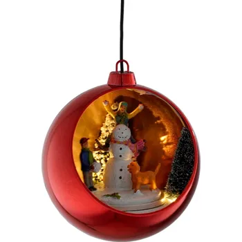 LAALU LED koule svítící, otáčecí, červená, 13 cm