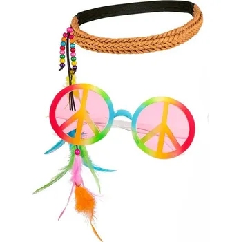 Karnevalový doplněk Boland Sada hippie brýle s čelenkou