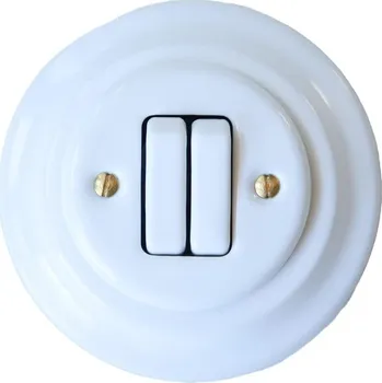 vypínač CeramicHomeCZ Porcelánový dvojvypínač 6/6 kompletní bílý
