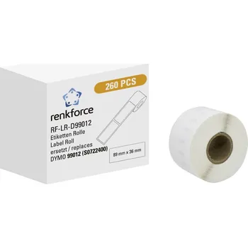 Tiskárna štítků Renkforce etikety v roli kompatibilní náhradní DYMO DYMO 99012 89 x 36 mm papír bílá 260 ks trvalé přepravní štítky RF-6027502