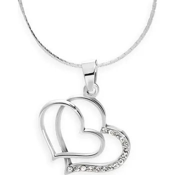 Šperk JSB Bijoux Dvojité srdce s křišťálovými kameny Swarovski® (bílý)