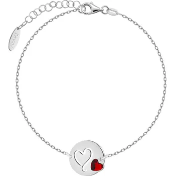 Náramek Stříbrný náramek s broušeným sklem - srdce - AP544-6884