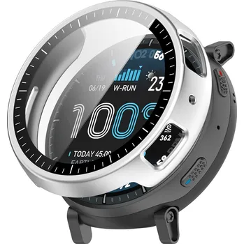 Ostatní příslušenství k chytrým hodinkám VSECHNONAMOBIL 133771 PC FULL COVER Plastový kryt se sklem pro Amazfit Active Max stříbrný