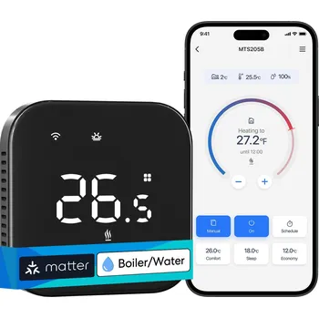 Termostat Meross Smart Wi-Fi Thermostat for Boiler/Water Heating System, černý