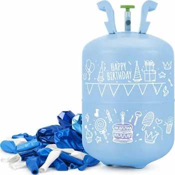 Balónek Ricokids 799002 Láhev s héliem 0,20 m3, 30 balónků a 40 m stuhy, modrá