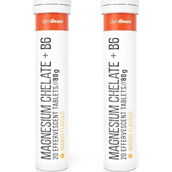 GymBeam Magnesium chelate + B6 šumivý mango 2 × 20 tablet
