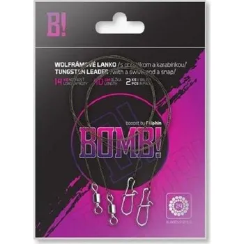 Delphin Wolframové lanko BOMB! s obratlíkem a karabinkou 3 × 20 vláken 11 kg 35 cm 2 ks