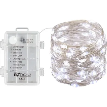 Vánoční dekorace Vánoční mikro řetěz na baterie 5 m 50 LED, 8 programů, časovač, studená bílá
