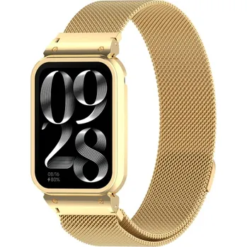 Ostatní příslušenství k chytrým hodinkám VSECHNONAMOBIL 101662 SET MILANESE Kovový obal na hodinky + řemínek Xiaomi Smart Band 9Pro zlatý