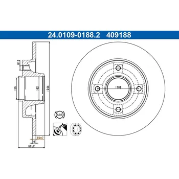 Brzdový kotouč Brzdový kotouč ATE 24.0109-0188.2