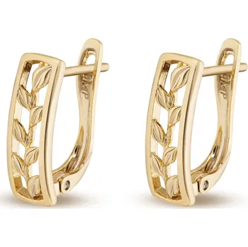Náušnice Biju Pozlacené náušnice 14K, zaoblený proužek ozdobený lístky 1002680