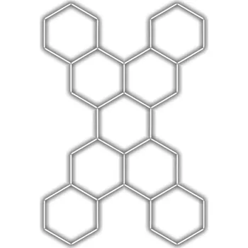 LED osvětlení Escape6 Kompletní LED hexagonové svítidlo bílé 6500 K, rozměr 9 elementů 246 × 386 cm, tvar X