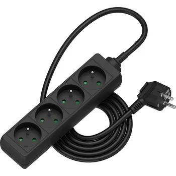 Elektrická zásuvka AlzaPower prodlužovací přívod 230V 4 zásuvky 1.5m černý