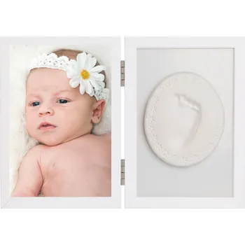 Dětsný nábytek Tiny Memories Sada na otisk miminka - dvojitý rámeček s modelínou pro otisk ručičky nebo nožičky, bí