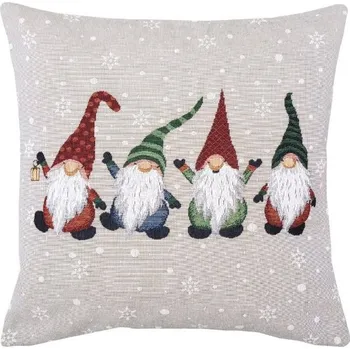 Povlečení SCANquilt dekorační povlak na polštář MOTIV čtyři elfíci šedopestrý 45 × 45 cm