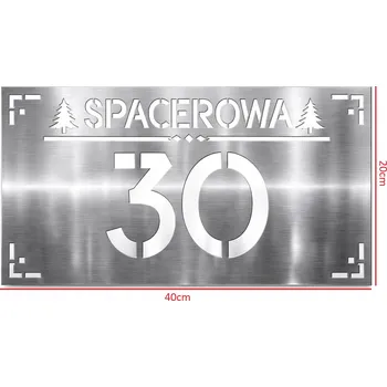 Obraz Adresní štítek / Tabulka nerezová ocel 40x20 cm číslo domu ulice CNC