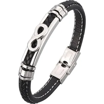 Náramek Kožený náramek nekonečno 20 cm- černá