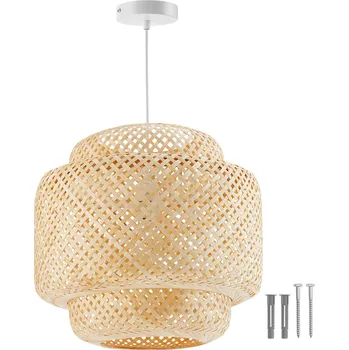 Žárovka TecTake Stropní svítidlo Lignea Lux z bambusu, boho styl, 40 W, hnědé