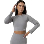 GymBeam Dámské tričko FLO Ribbed Crop Top Grey L
