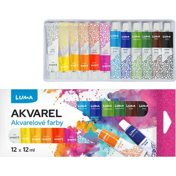 Výtvarná barva LUMA Akvarel v tubách, 12 barev x 12 ml