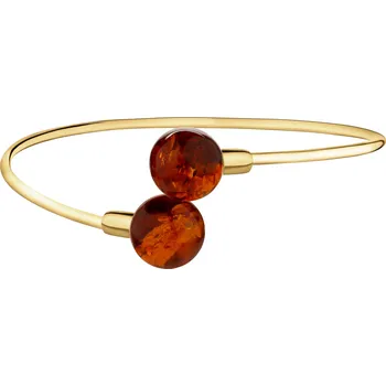 Náramek Pozlacený stříbrný náramek s jantarem - kulička - AP544-7131
