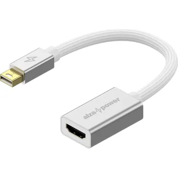 Datové redukce AlzaPower AluCore Mini DisplayPort (M) to HDMI (F) 4K 30Hz stříbrný
