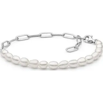 Náramek ANNA PERLY Náramek z pravých bílých rice perel s nastavitelným řetízkem (Ag925/1000, 4,19 g)